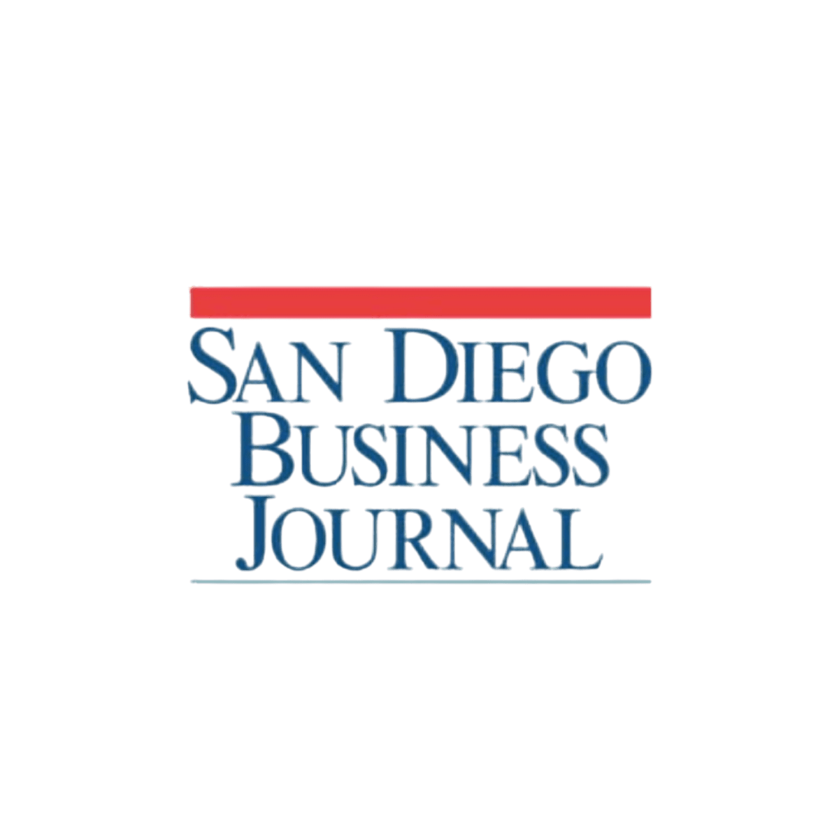 Logo for the San Diego Business Journal with the tagline “The Community of Business.
