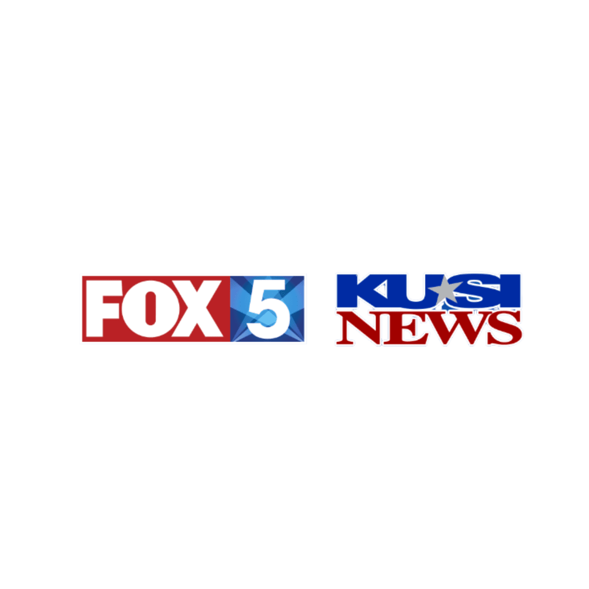 Combined logo for FOX 5 and KUSI News, two local television news stations.