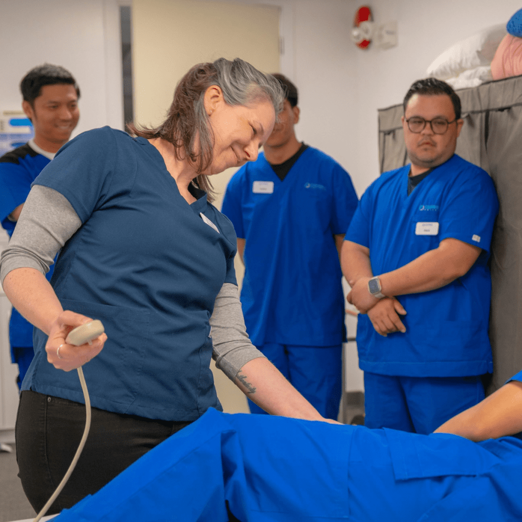 A clinical supervisor guiding a speech-language pathology student through hands-on patient therapy, highlighting the practical training costs of SLP certification.