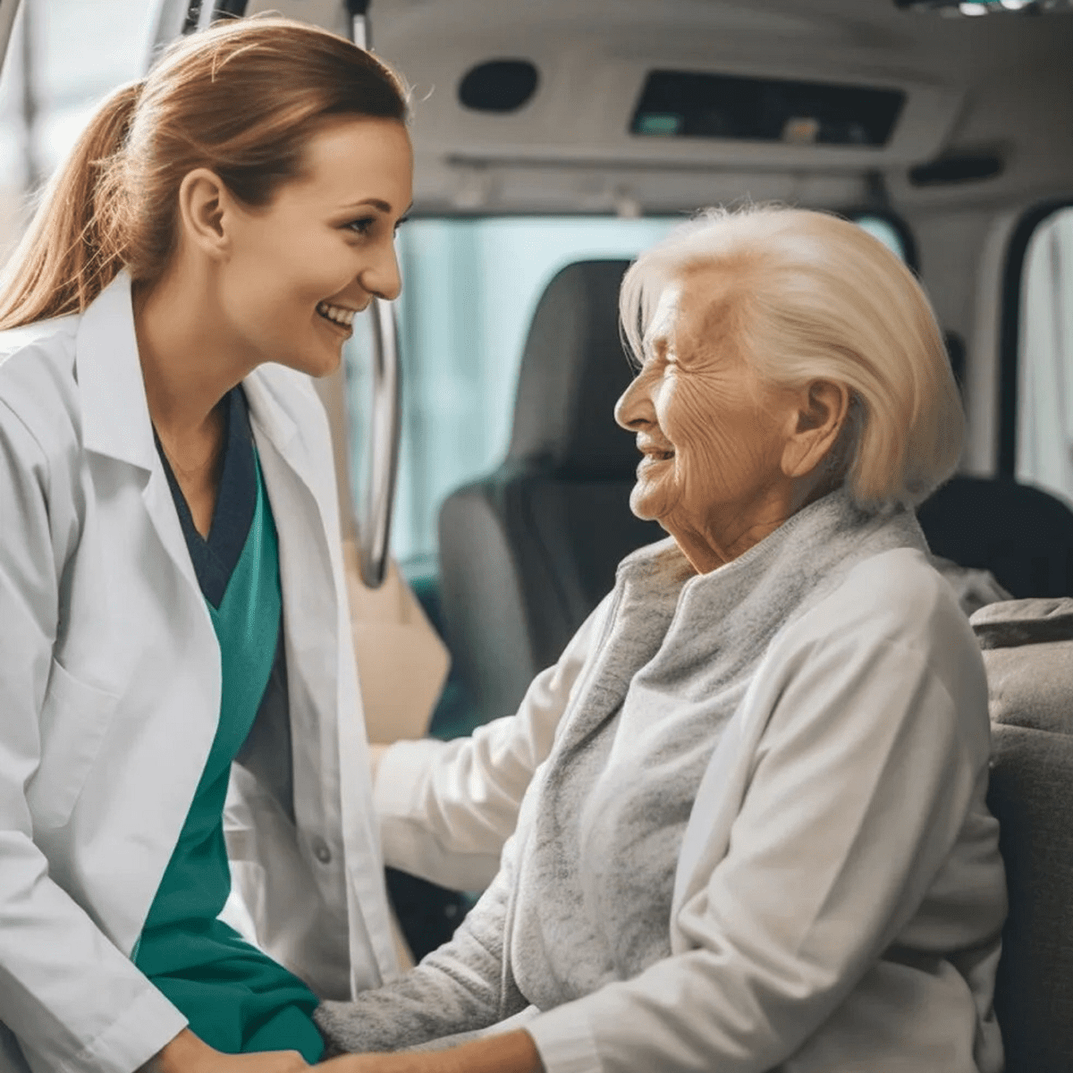 A multidisciplinary team of clinicians in scrubs discussing patient care, representing the growing demand for SLPs in collaborative healthcare settings